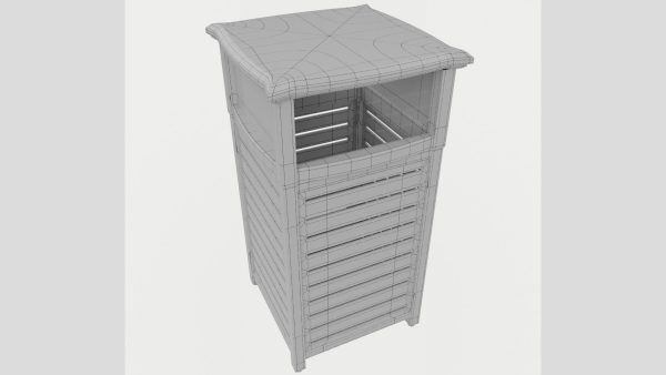 Metal Square Trash Can Low Poly High Poly