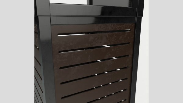 Metal Square Trash Can Low Poly High Poly