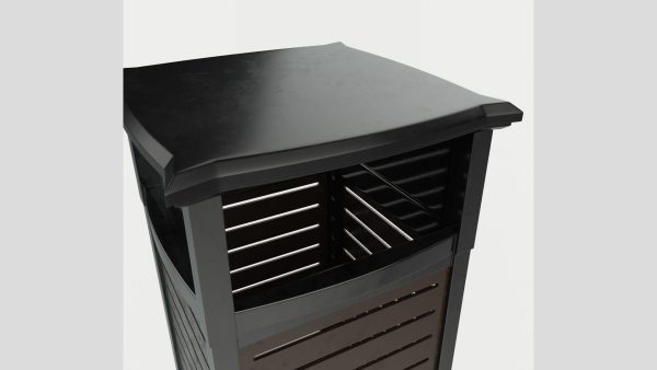 Metal Square Trash Can Low Poly High Poly