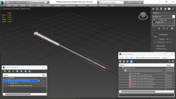 Middle Acupuncture Needle Gold