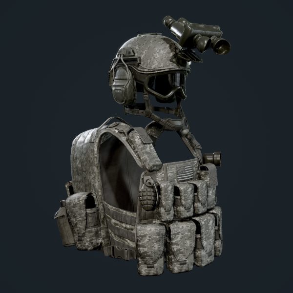 Military Gear Equipment Vest and Helmet Game Ready