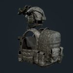 Military Gear Equipment Vest and Helmet Game Ready