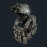 Military Gear Equipment Vest and Helmet Game Ready
