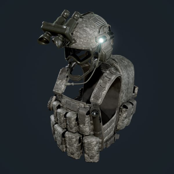 Military Gear Equipment Vest and Helmet Game Ready