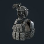 Military Gear Equipment Vest and Helmet Game Ready