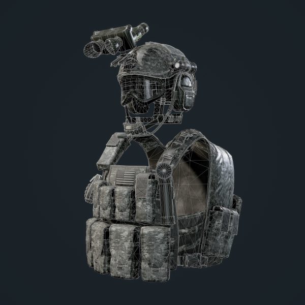 Military Gear Equipment Vest and Helmet Game Ready