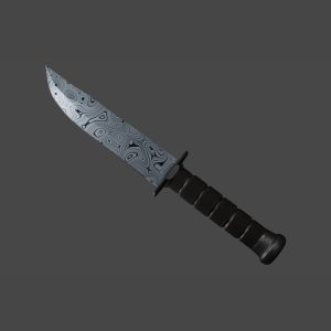 Military knife with damascus steel blade