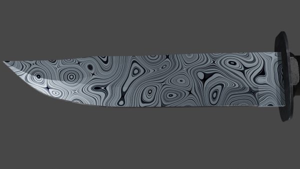 Military knife with damascus steel blade