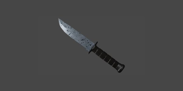 Military knife with damascus steel blade