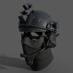 Military scifi helmet low poly