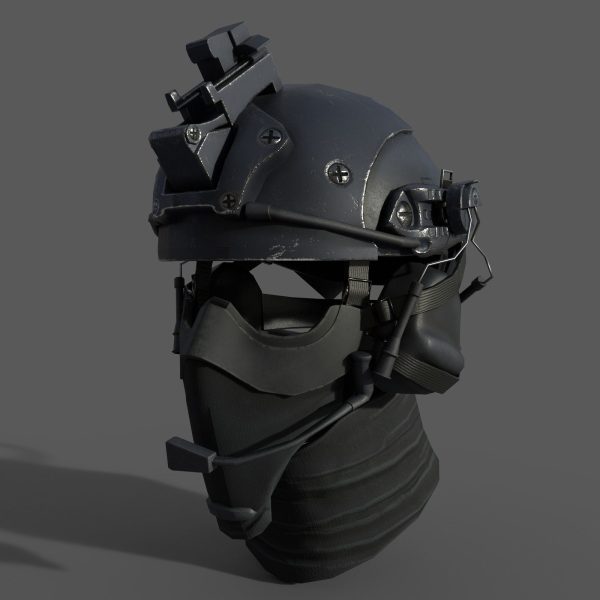 Military scifi helmet low poly