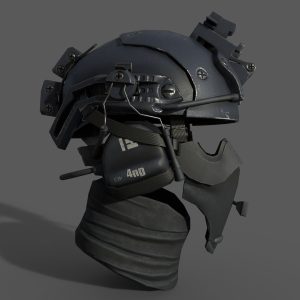 Military scifi helmet low poly