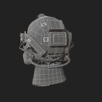 Military scifi helmet low poly