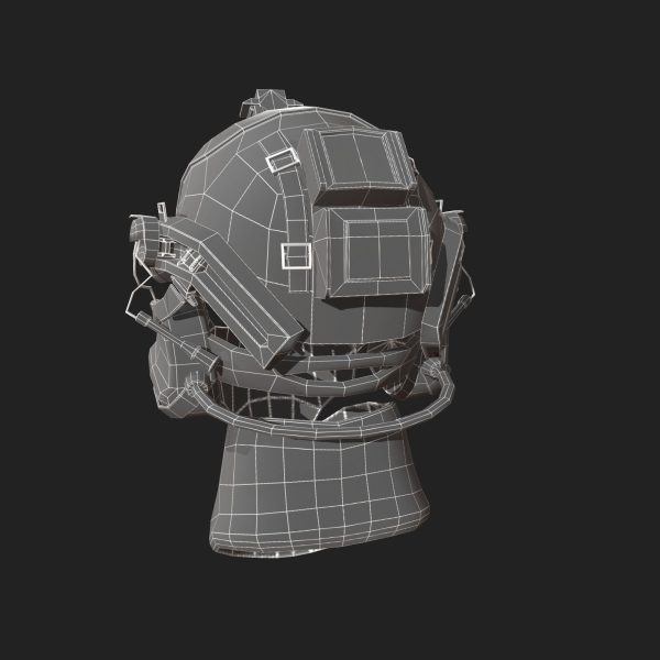 Military scifi helmet low poly