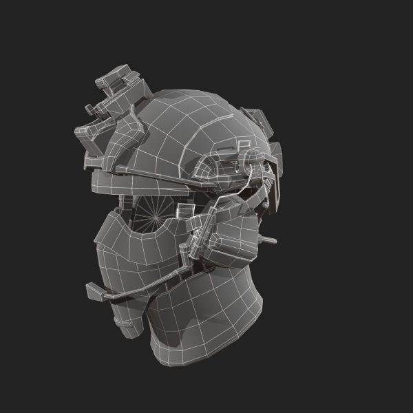 Military scifi helmet low poly