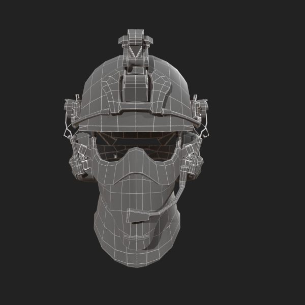 Military scifi helmet low poly