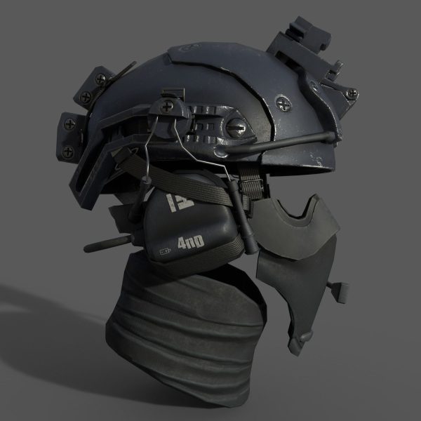 Military scifi helmet low poly