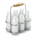 Milk Bottles in Wire Basket