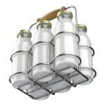 Milk Bottles in Wire Basket