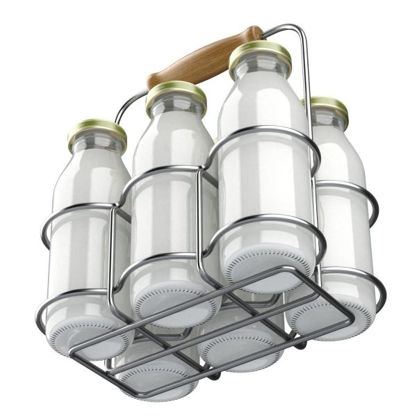 Milk Bottles in Wire Basket