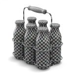 Milk Bottles in Wire Basket