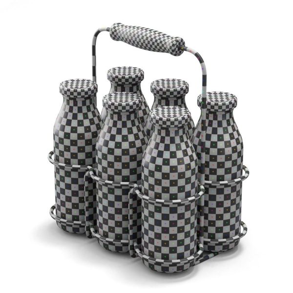 Milk Bottles in Wire Basket