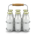 Milk Bottles in Wire Basket