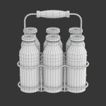 Milk Bottles in Wire Basket