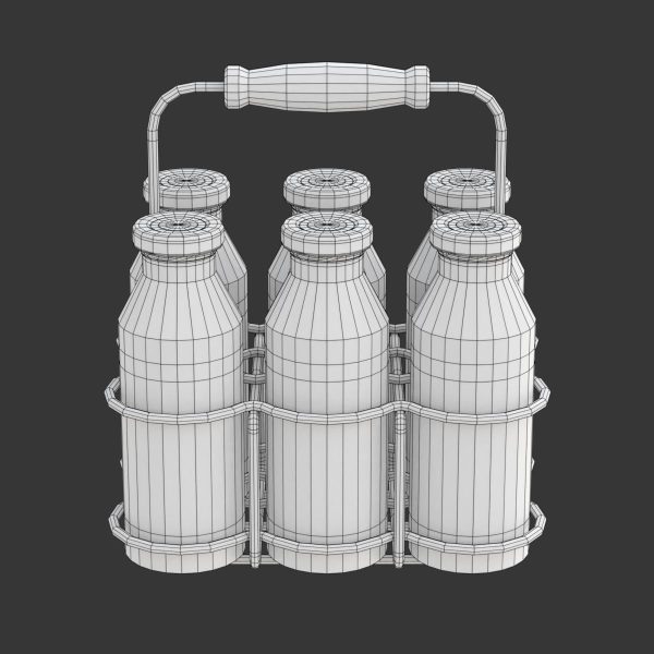 Milk Bottles in Wire Basket