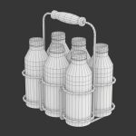 Milk Bottles in Wire Basket