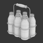 Milk Bottles in Wire Basket