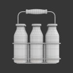 Milk Bottles in Wire Basket