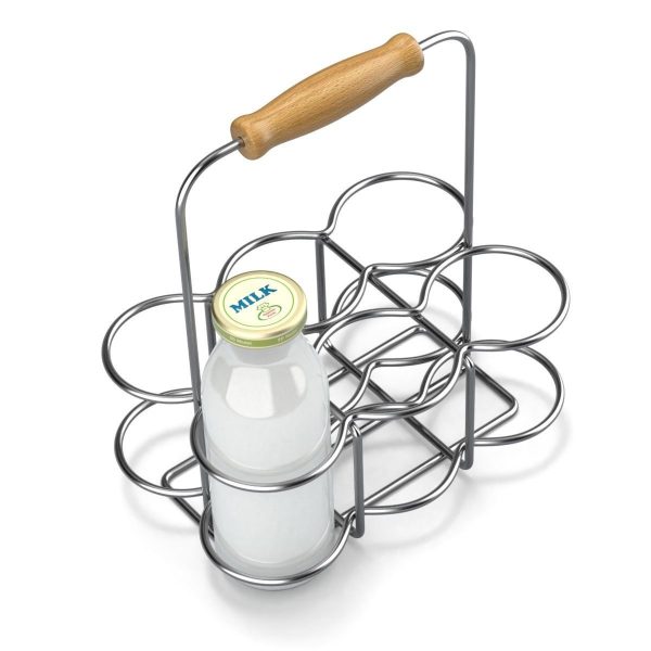 Milk Bottles in Wire Basket
