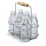 Milk Bottles in Wire Basket