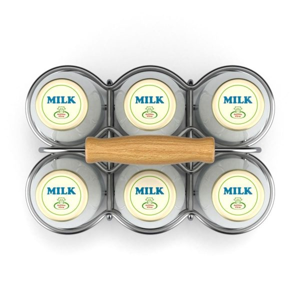 Milk Bottles in Wire Basket