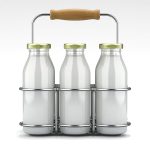 Milk Bottles in Wire Basket
