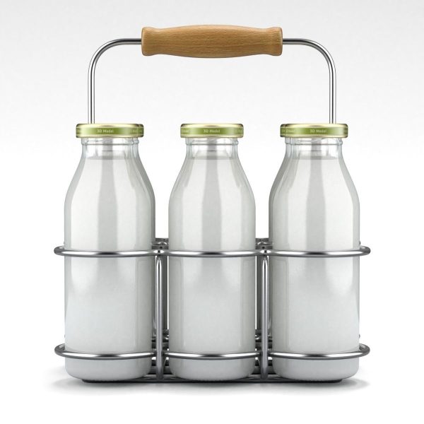 Milk Bottles in Wire Basket