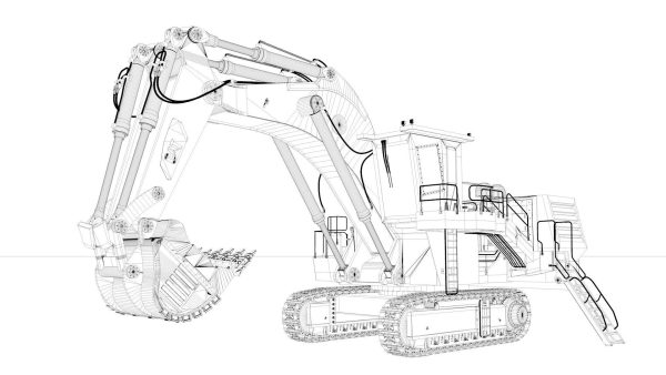 Mining Excavator Rigged