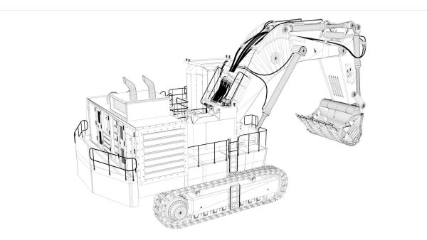 Mining Excavator Rigged