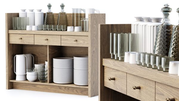 Mira restaurant cabinet with dishes V4