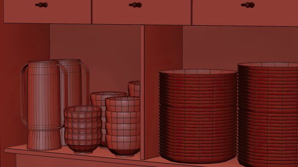 Mira restaurant cabinet with dishes V4