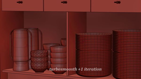 Mira restaurant cabinet with dishes V4