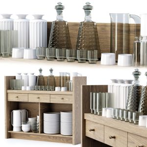 Mira restaurant cabinet with dishes V4
