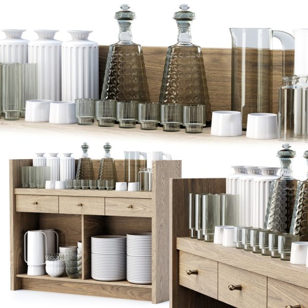 Mira restaurant cabinet with dishes V4