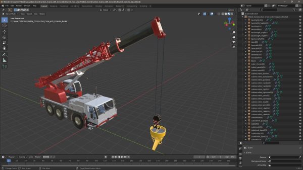 Mobile Construction Crane with Concrete Bucket