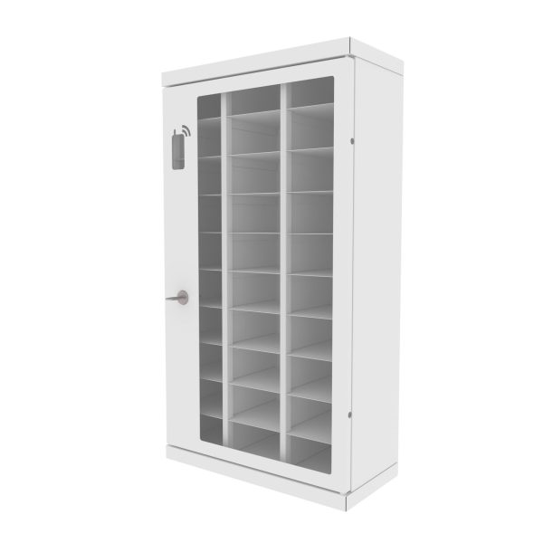 Mobilhotell storage cabinet with glass doors