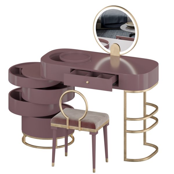 Modern Makeup Vanity Table Set with Swivel Cabinet