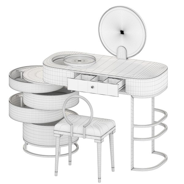 Modern Makeup Vanity Table Set with Swivel Cabinet