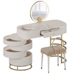 Modern Makeup Vanity Table Set with Swivel Cabinet