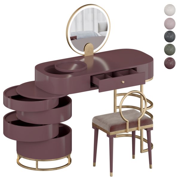 Modern Makeup Vanity Table Set with Swivel Cabinet